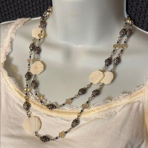 Brighton Long Silver and Cream Necklace 110